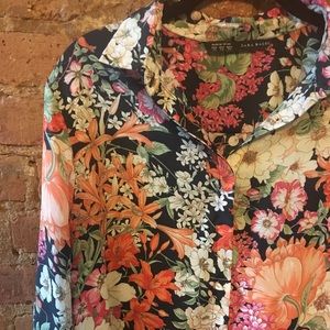 M/L Zara floral blouse trendy beautiful colors EUC